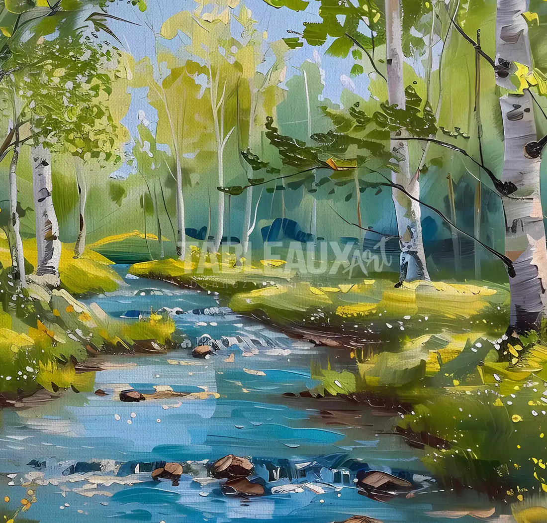 RIVIÈRE D’ÉMERAUDE : Tableau paysage contemporain