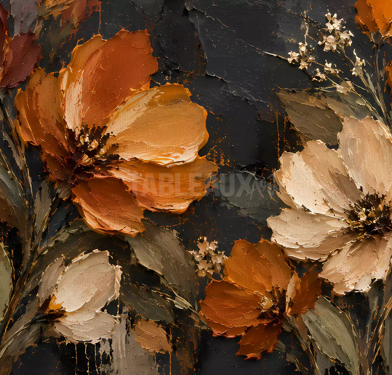 EMBER BLOOM : Tableau floral contemporain