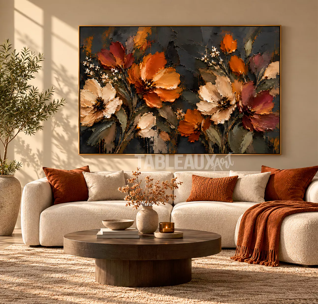 EMBER BLOOM : Tableau floral contemporain