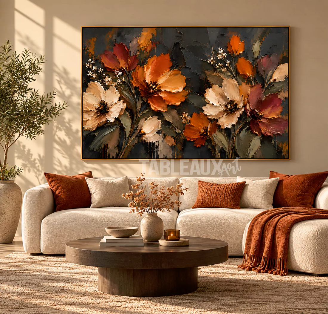 EMBER BLOOM : Tableau floral contemporain