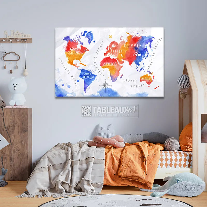 Carte du Monde - Tableaux Art