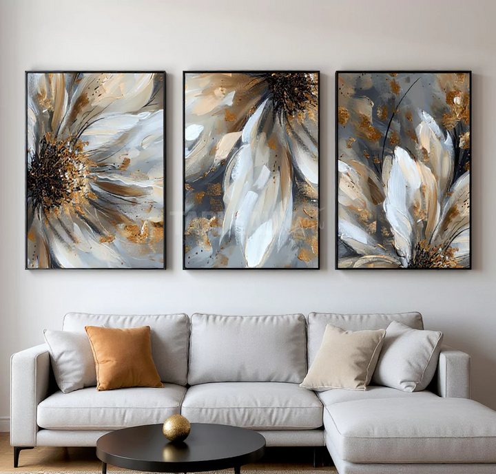 Triptyque de 3 Tableaux Décoratifs Abstraits et Artistiques