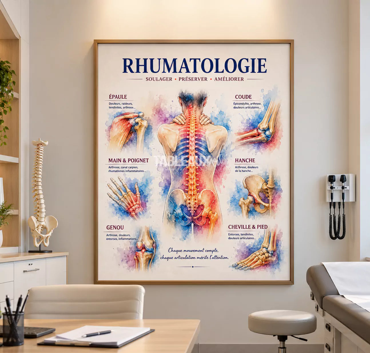 RHUMATOLOGIE : L'harmonie du mouvement - Tableau pour cabinet médical