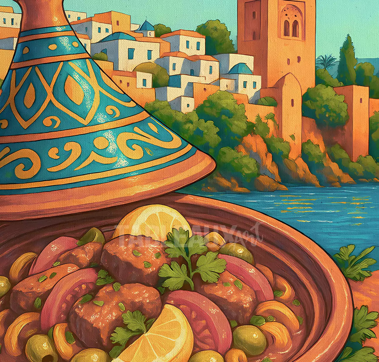 Rabat Tajine : tableau traditionnel marocain - Tableaux Art